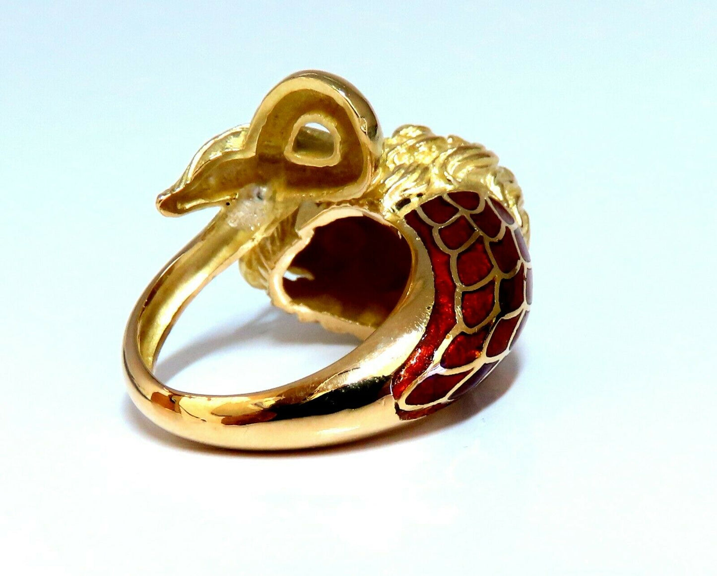 18kt Lion Wrap Enamel Ring