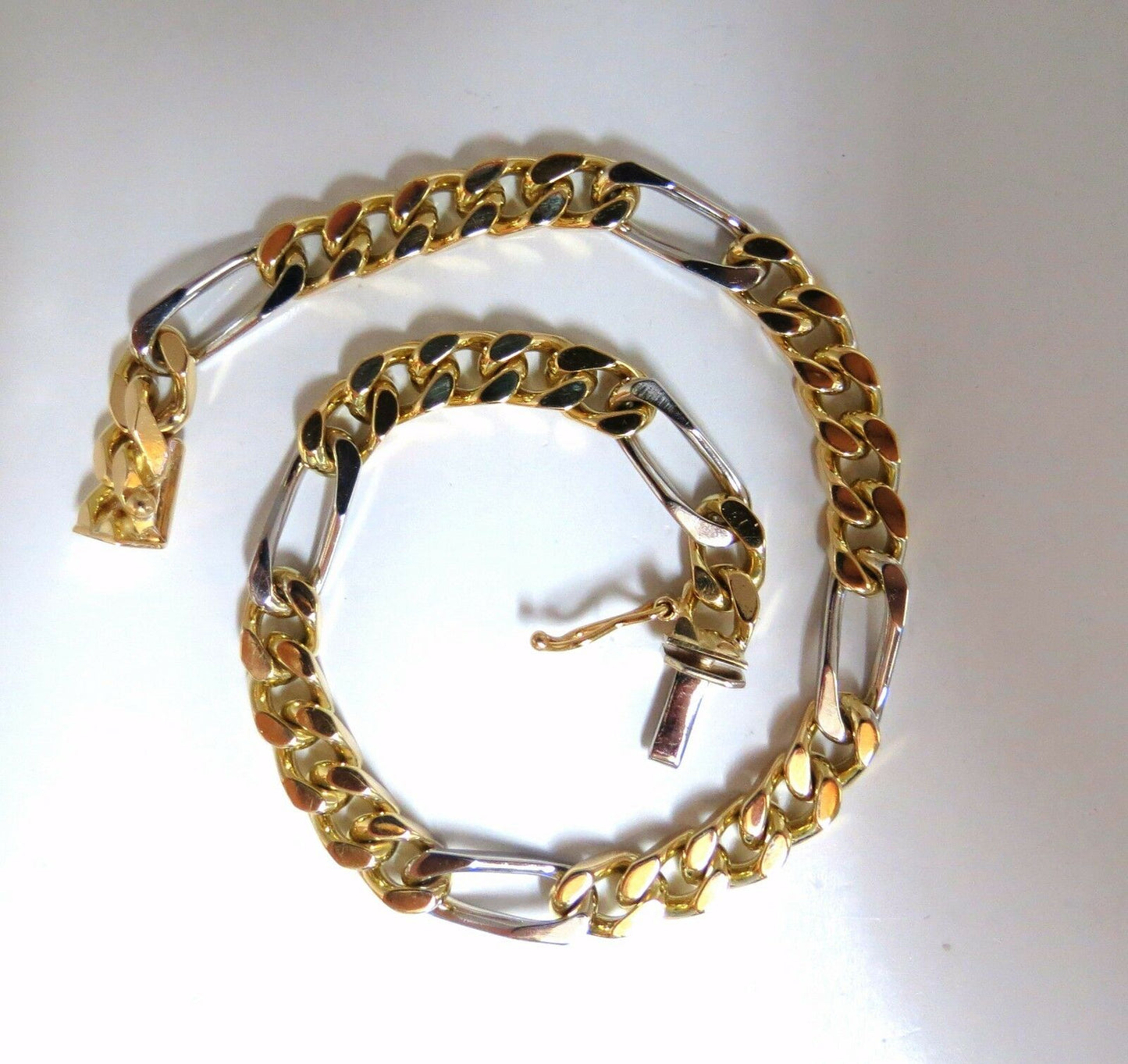 14kt Mens Classic Figaro Bracelet 8inch