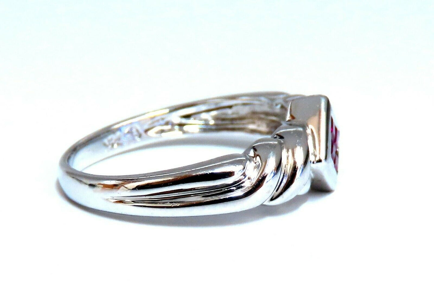 .40ct Princess cut Natural Ruby Invisible Cluster Ring 14kt