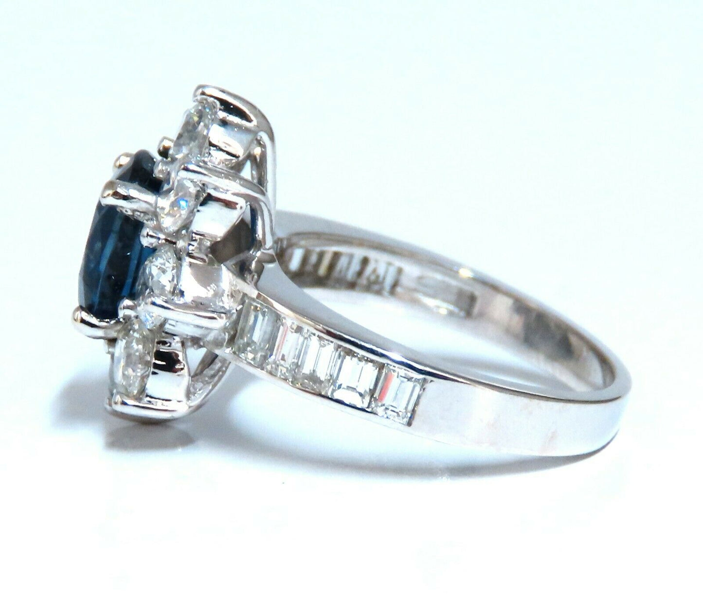 GIA Certified 2.87ct Natural No Heat Sapphire 2.64ct Diamond Ring Unheated 14kt