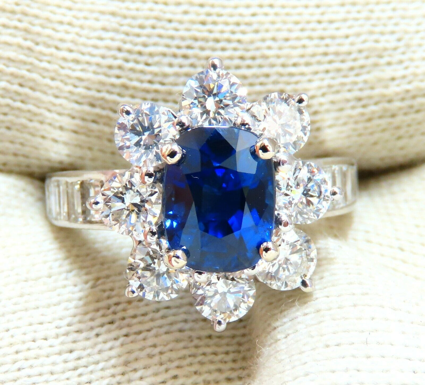 GIA Certified 2.87ct Natural No Heat Sapphire 2.64ct Diamond Ring Unheated 14kt