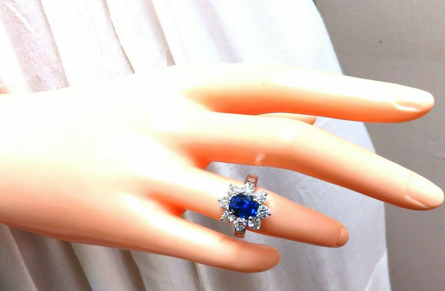 GIA Certified 2.87ct Natural No Heat Sapphire 2.64ct Diamond Ring Unheated 14kt