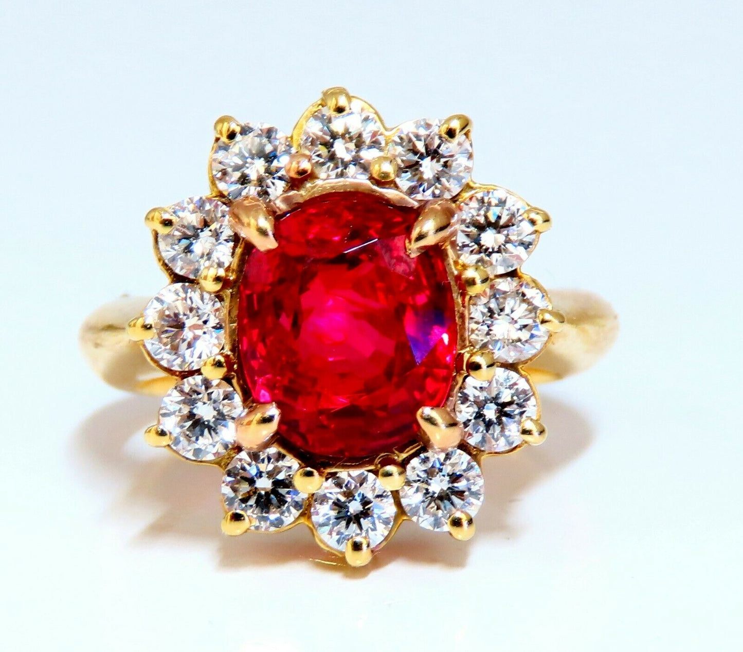 GIA Certified 4.04ct Natural Fine Red No Heat Spinel Diamonds Ring 18kt Unheated