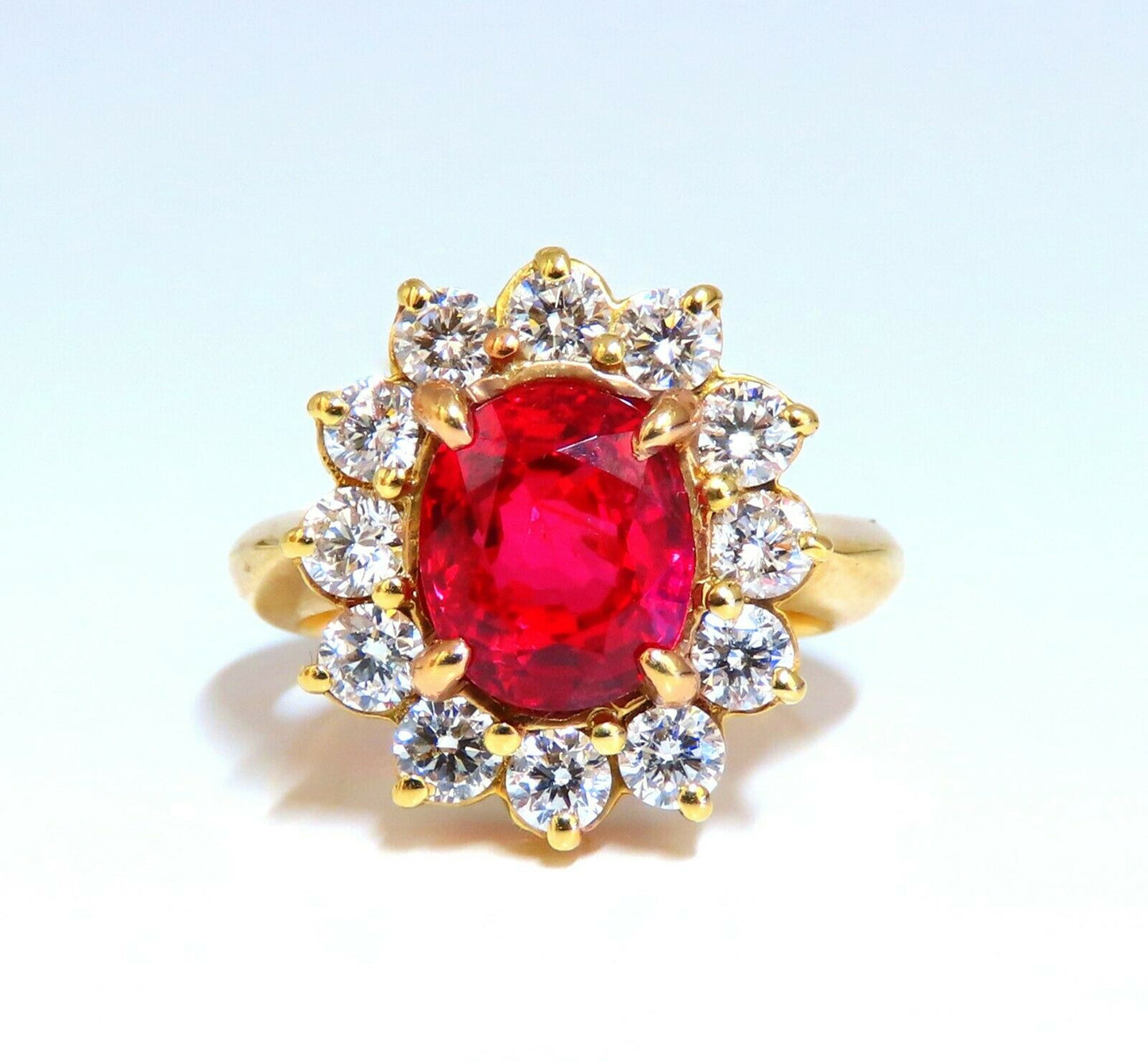 GIA Certified 4.04ct Natural Fine Red No Heat Spinel Diamonds Ring 18kt Unheated