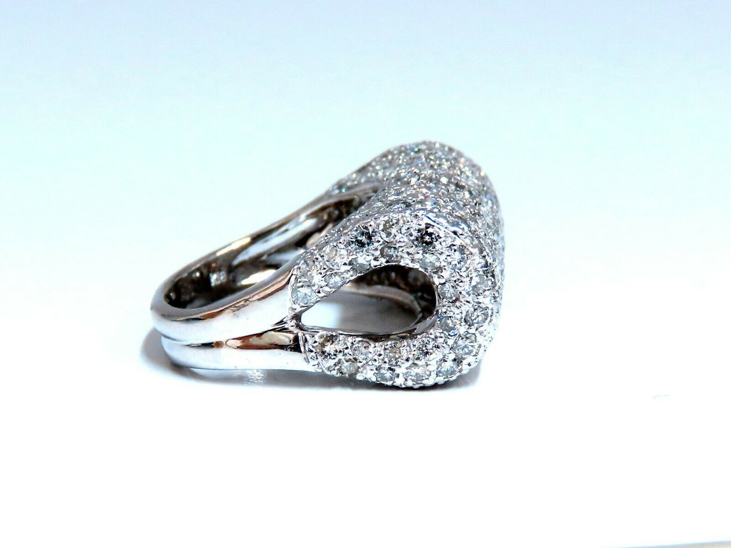 2.54ct Natural Diamonds Fold Over Ring 18kt Fine Deco Bead Set Pave
