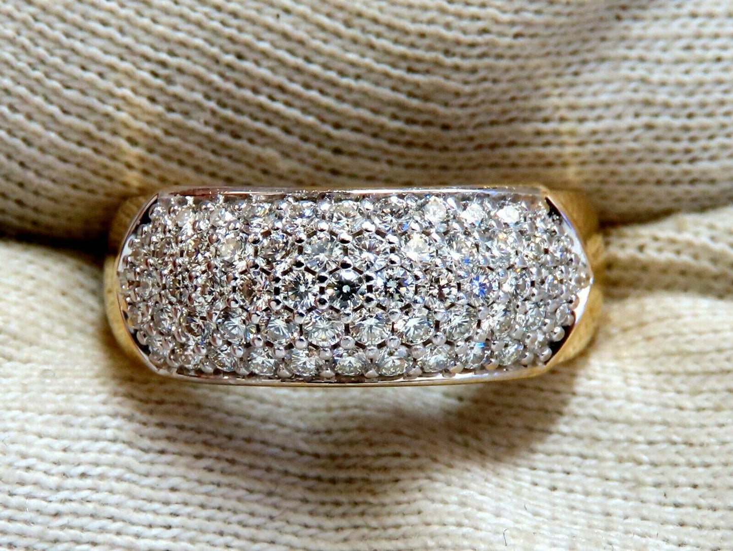 1.00ct natural round diamond band ring 14 Karat Bead Set Pave Semi Dome