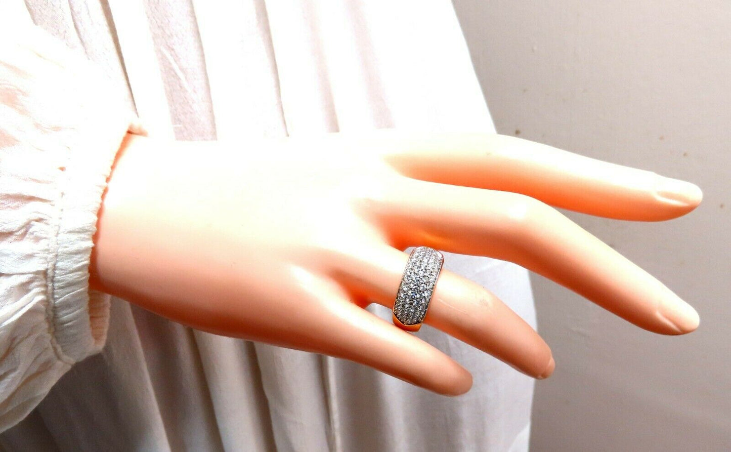 1.00ct natural round diamond band ring 14 Karat Bead Set Pave Semi Dome