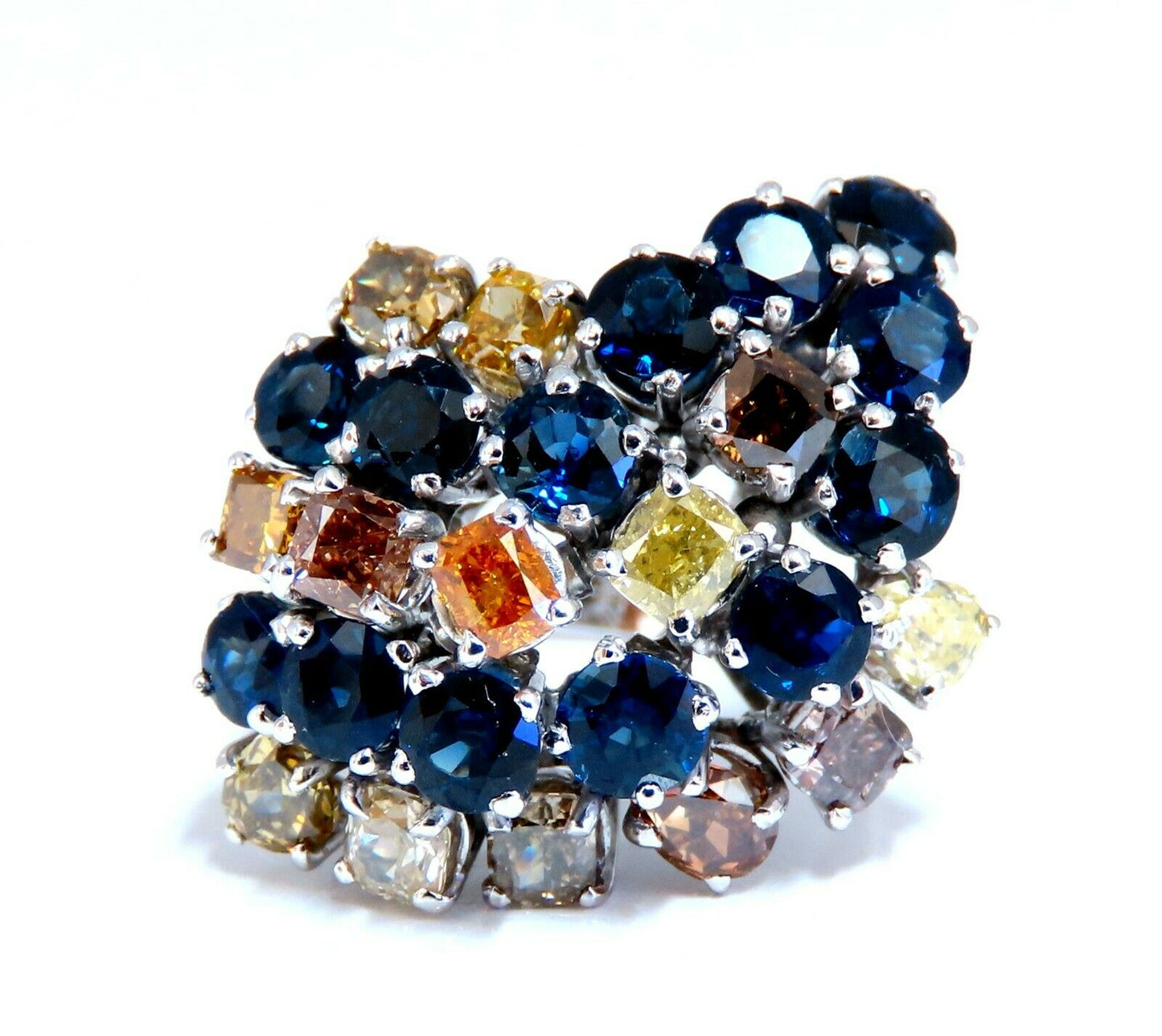 7.15ct Natural Color Diamonds Sapphire Cocktail Twist Ring 14kt Fine Gem