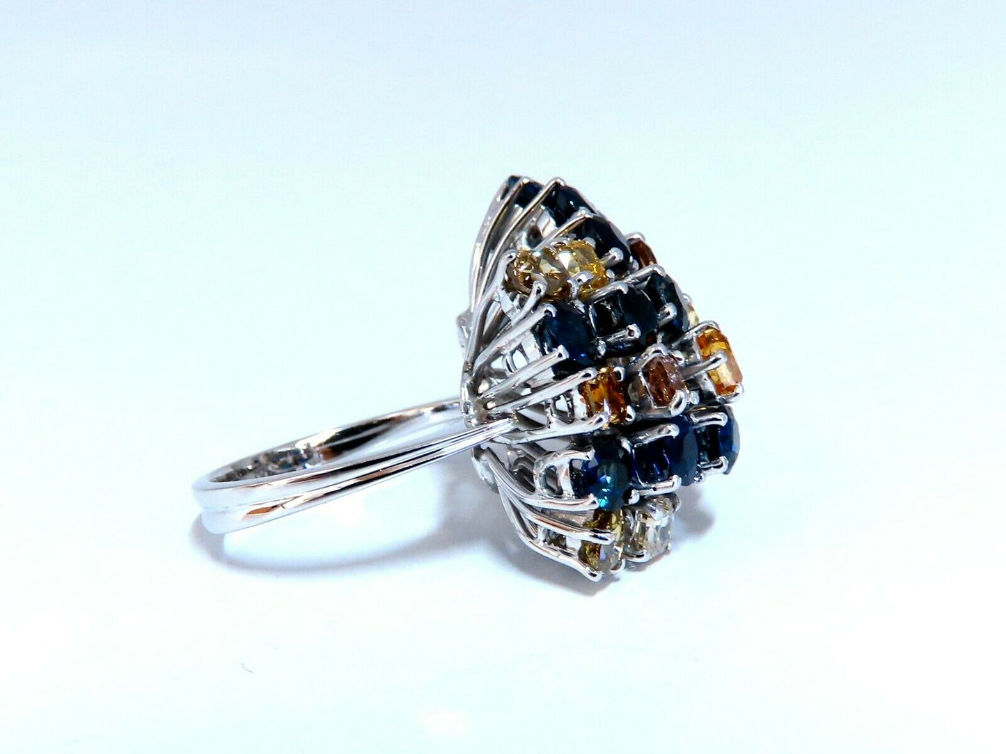 7.15ct Natural Color Diamonds Sapphire Cocktail Twist Ring 14kt Fine Gem