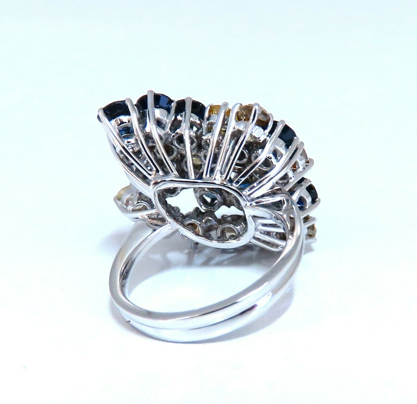 7.15ct Natural Color Diamonds Sapphire Cocktail Twist Ring 14kt Fine Gem