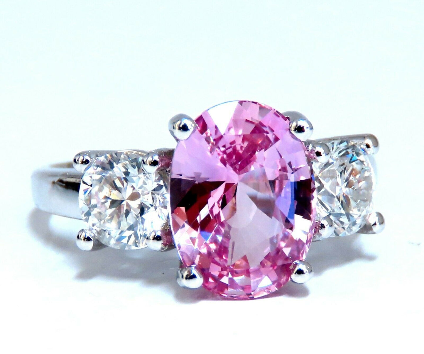 GIA Certified 3.66ct Natural Pink Sapphire Diamonds Ring 14kt Classic 3