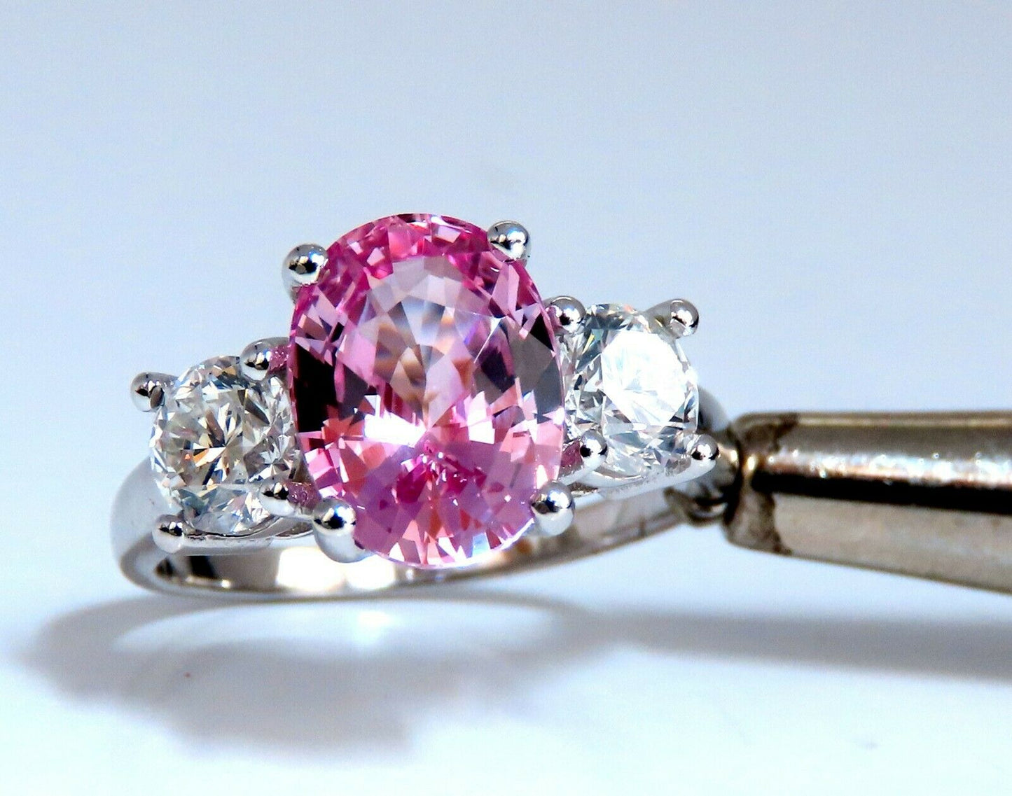 GIA Certified 3.66ct Natural Pink Sapphire Diamonds Ring 14kt Classic 3