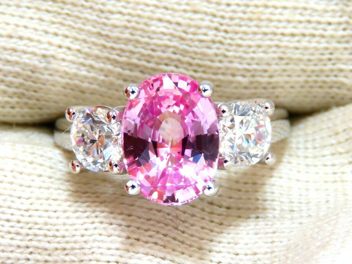 GIA Certified 3.66ct Natural Pink Sapphire Diamonds Ring 14kt Classic 3