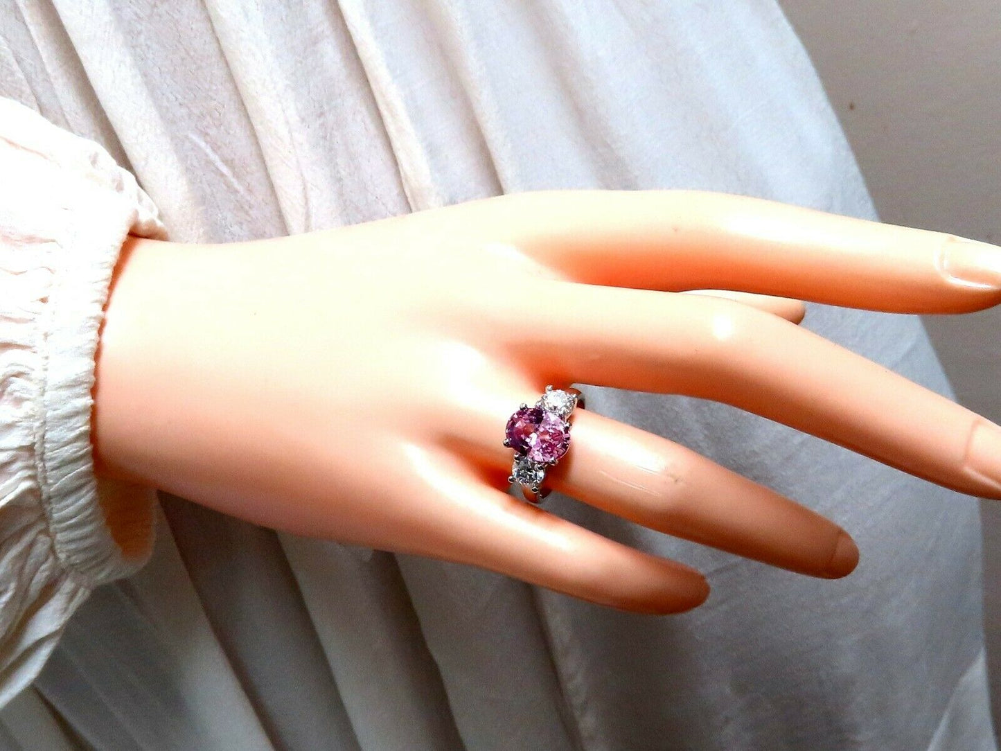 GIA Certified 3.66ct Natural Pink Sapphire Diamonds Ring 14kt Classic 3