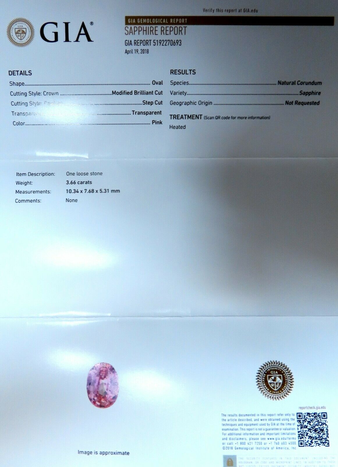 GIA Certified 3.66ct Natural Pink Sapphire Diamonds Ring 14kt Classic 3