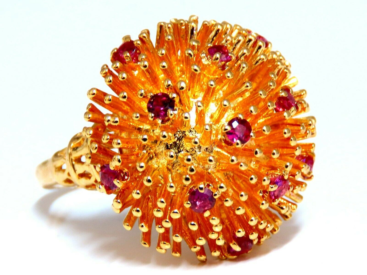 Corona V. Natural Ruby Raised Semi Domed Statement Ring 14kt