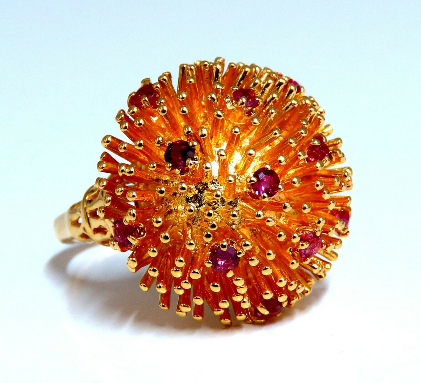 Corona V. Natural Ruby Raised Semi Domed Statement Ring 14kt