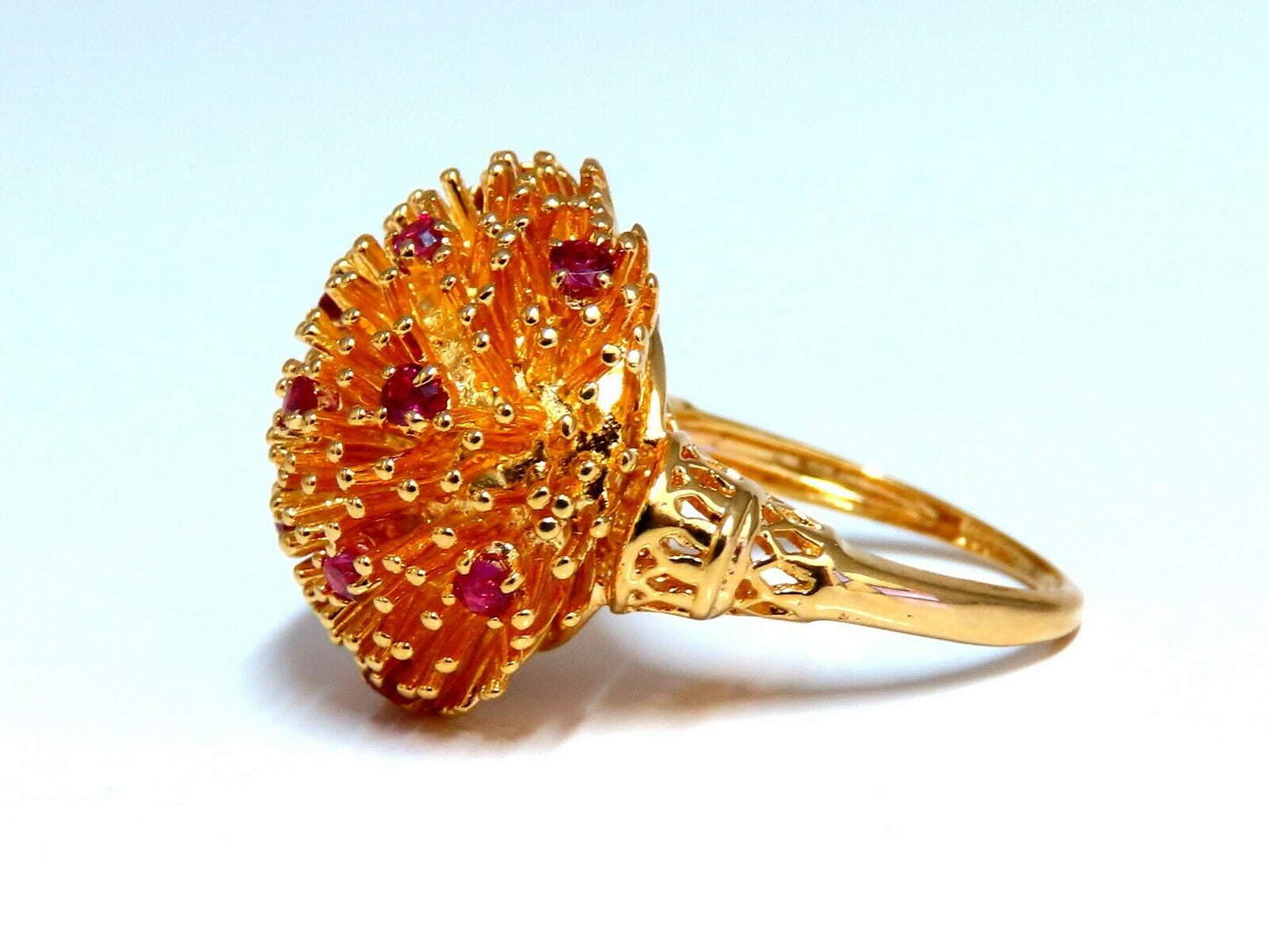Corona V. Natural Ruby Raised Semi Domed Statement Ring 14kt
