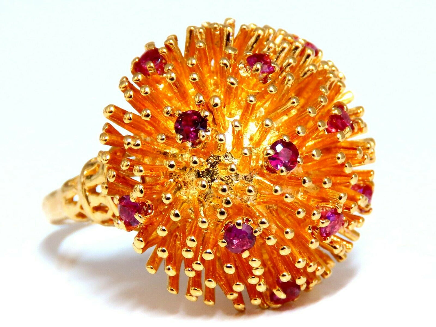 Corona V. Natural Ruby Raised Semi Domed Statement Ring 14kt