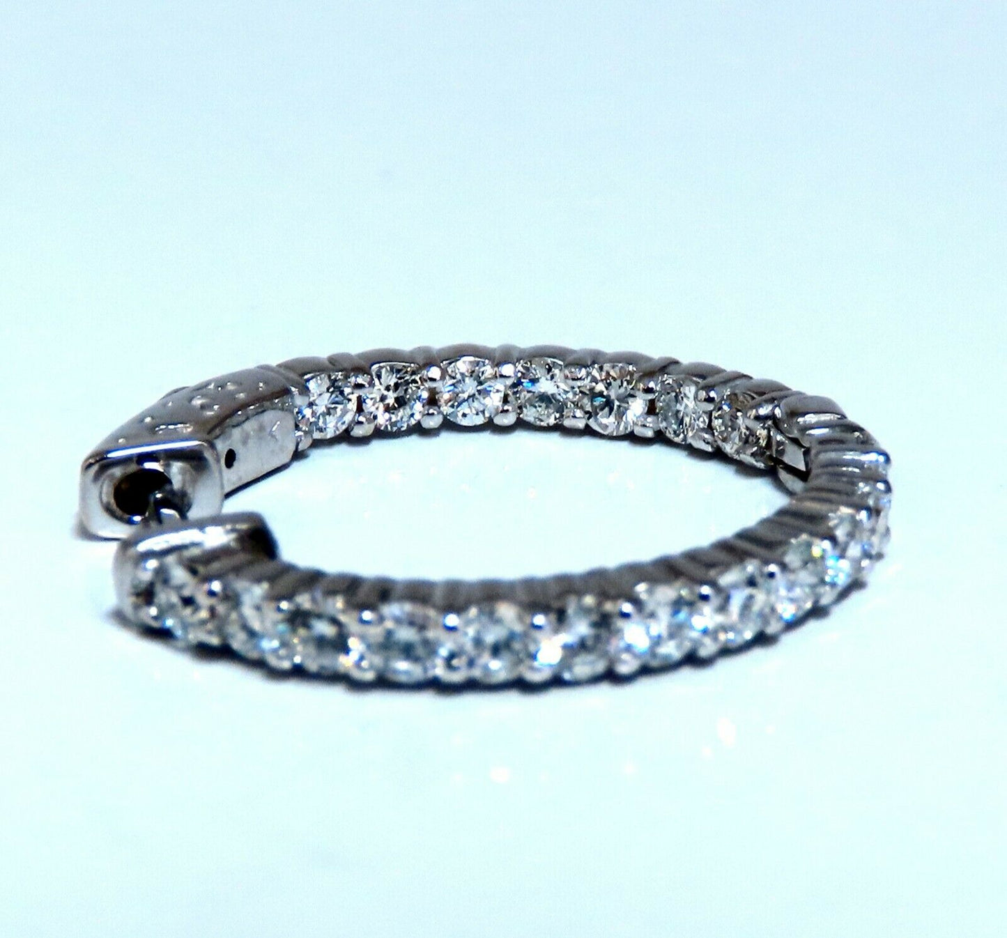 2.20ct Natural Diamond Hoop Earrings 14kt White Gold -1inch