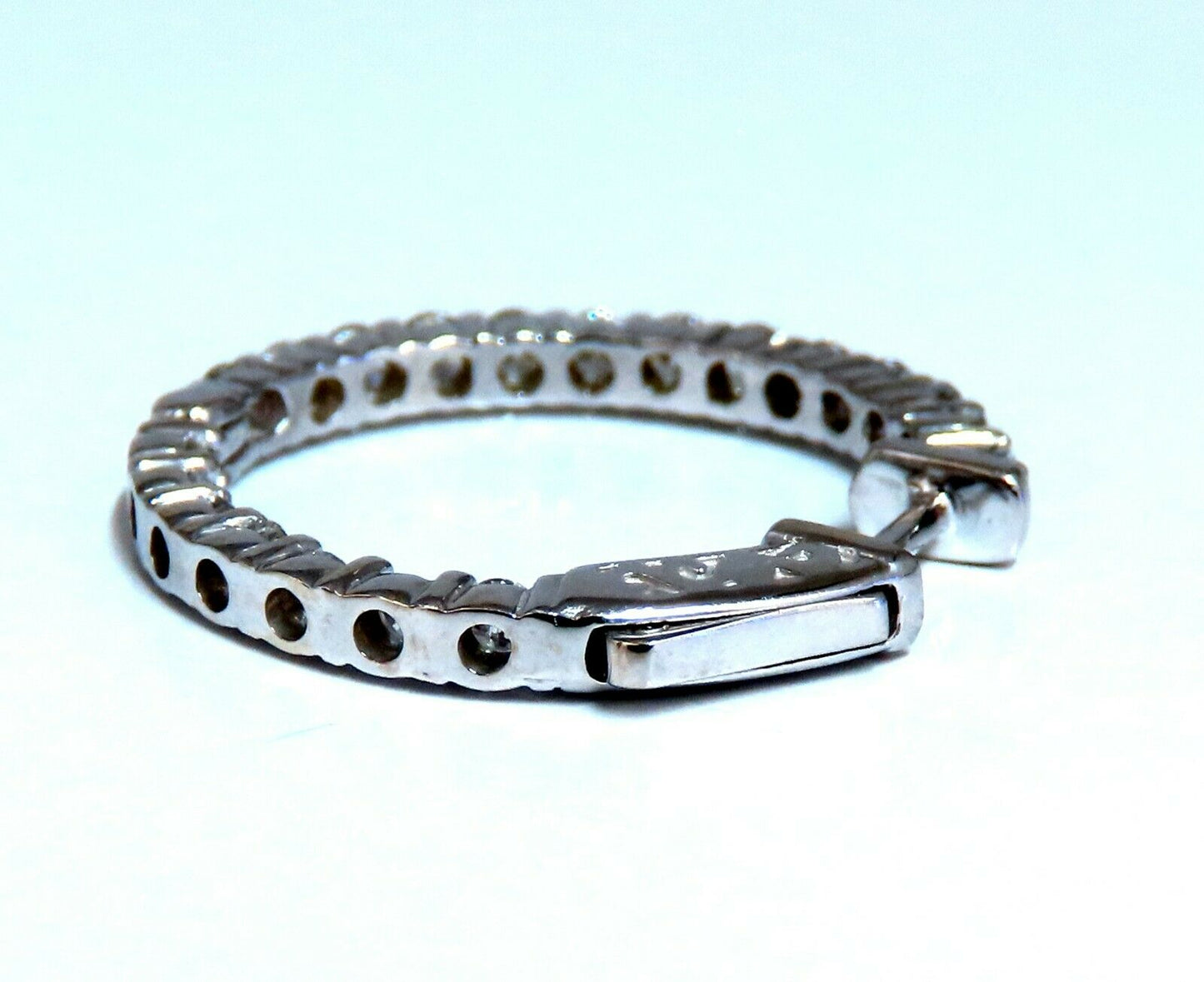 2.20ct Natural Diamond Hoop Earrings 14kt White Gold -1inch