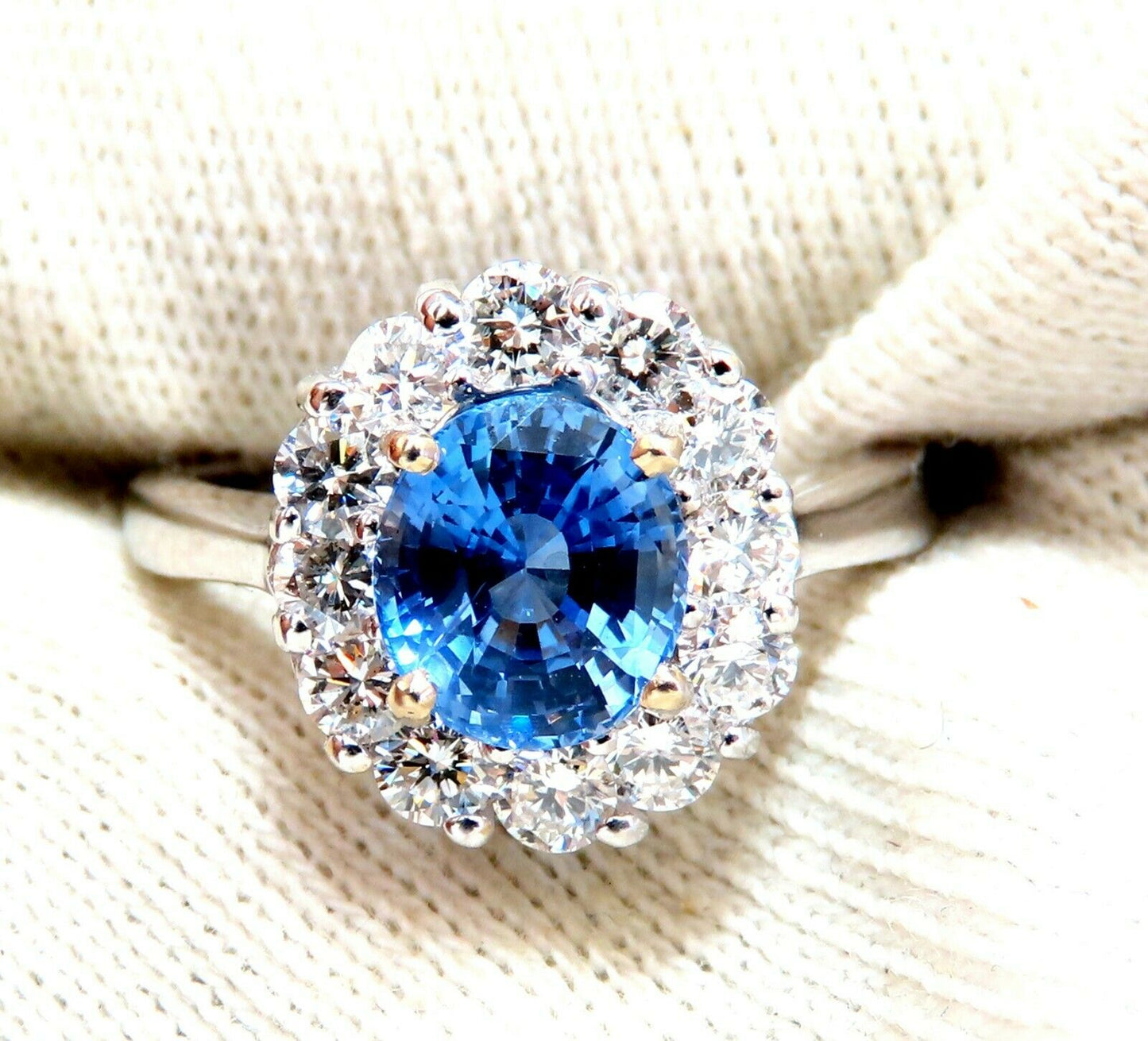 GIA Certified 2.07ct Natural No Heat Sapphire Diamond Ring Unheated 18 Karat