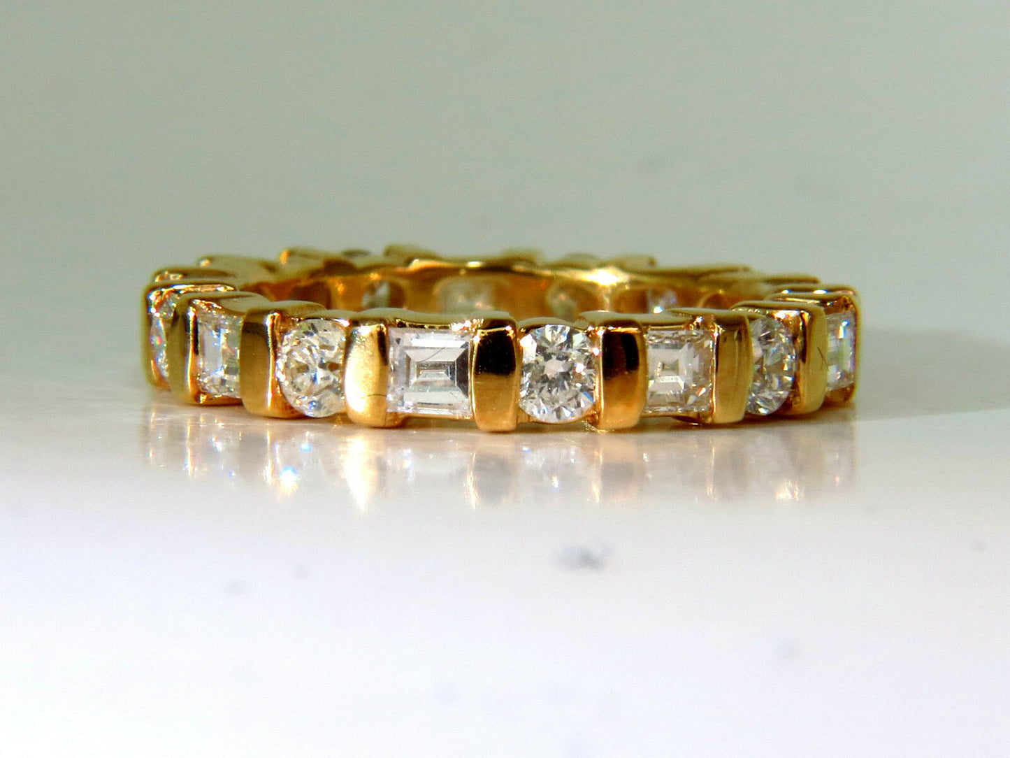 1.50CT Diamond Eternity Band Baguette Rounds 14KT