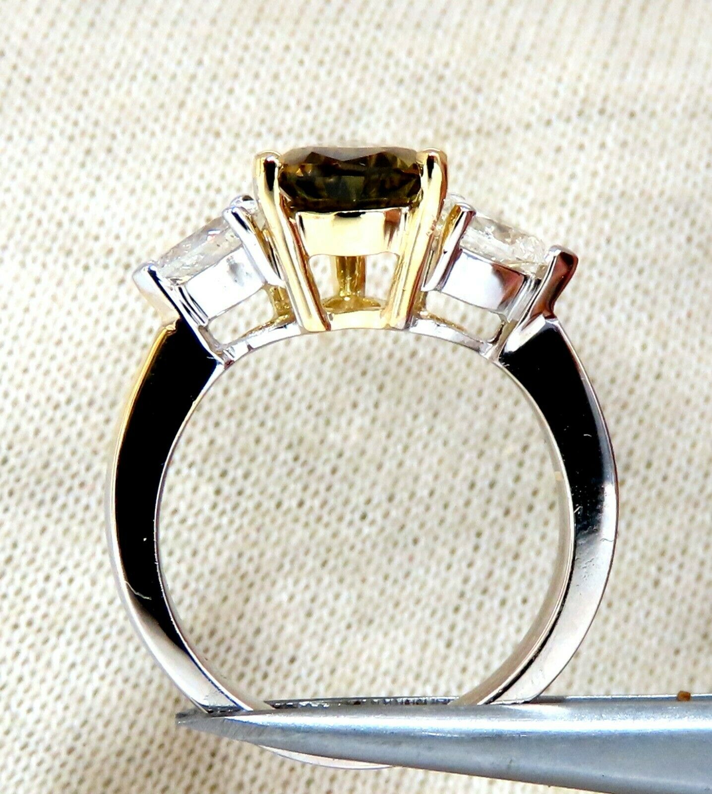 GIA Certified 2.04ct Natural No Heat Yellow Brown Sapphire Diamonds Ring 14kt