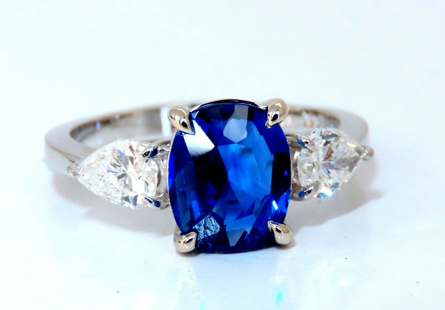 GIA Certified 2.94ct Natural No Heat Blue Sapphire Diamonds Ring 14kt