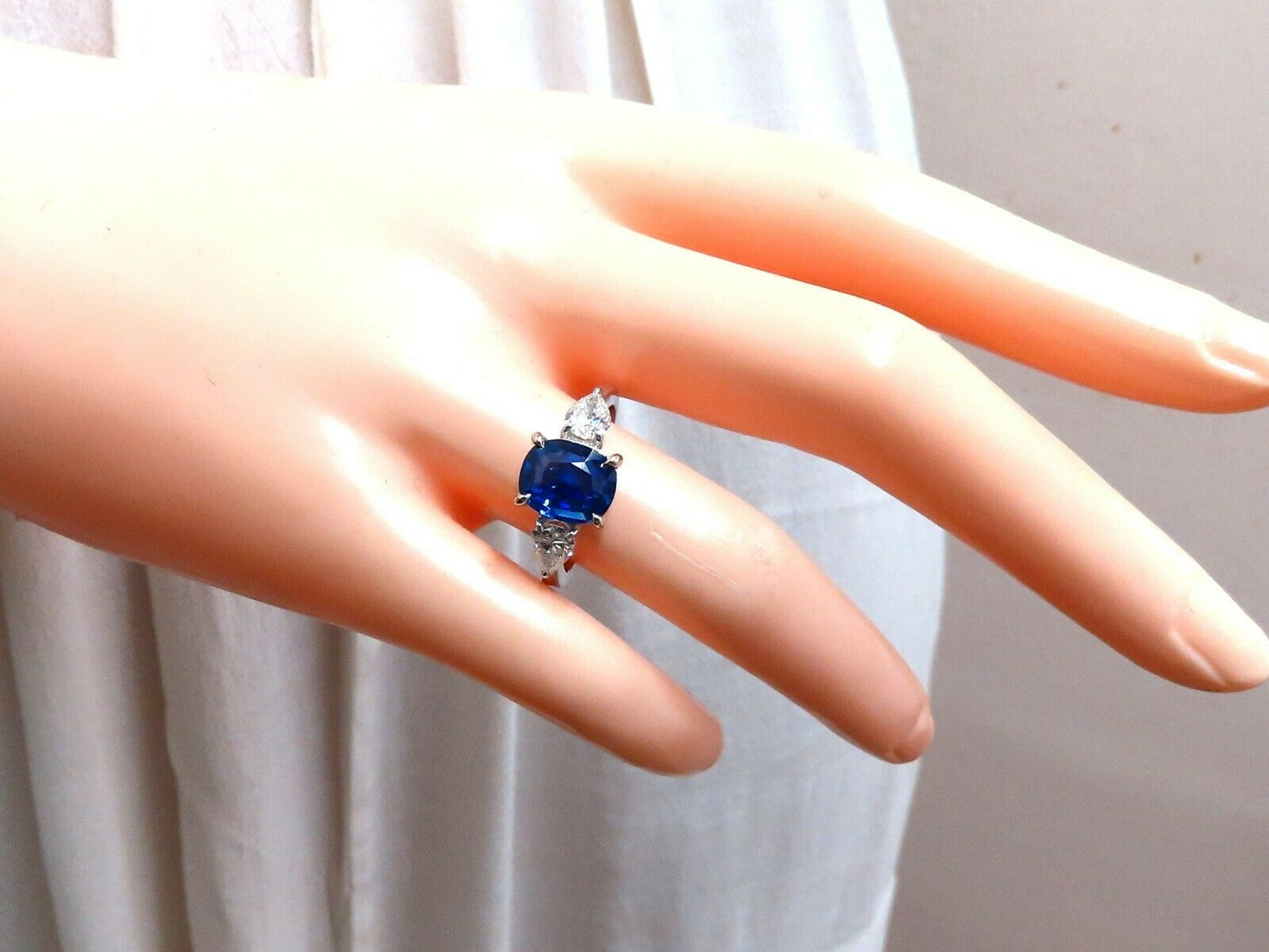 GIA Certified 2.94ct Natural No Heat Blue Sapphire Diamonds Ring 14kt