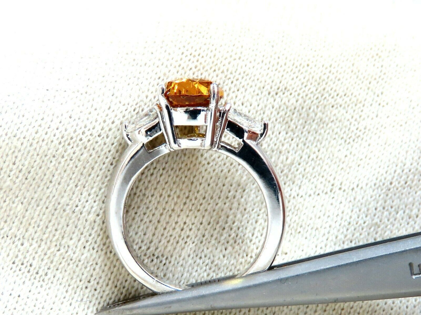 GIA Certified 3.15ct Natural No Heat Yellow Orange Sapphire Diamonds Ring 14kt