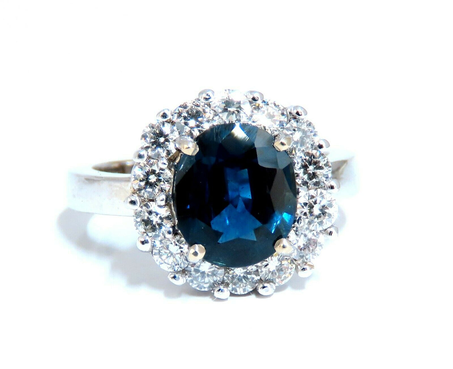 GIA Certified 2.54ct Natural Teal Blue Sapphire Diamond Ring 14 Karat