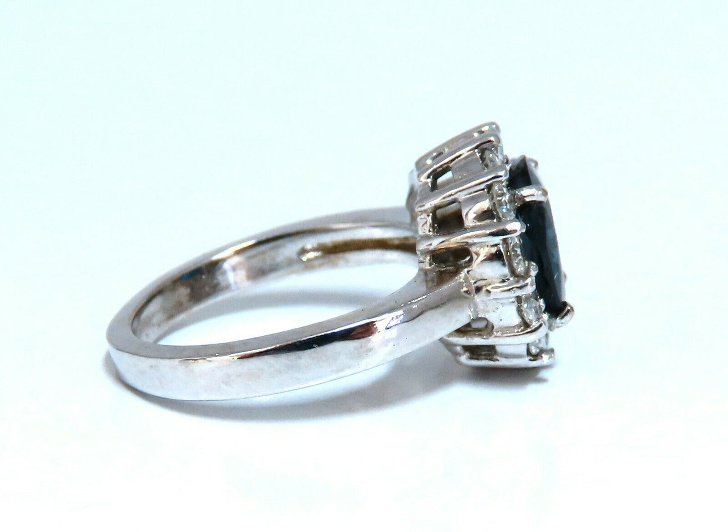 GIA Certified 2.54ct Natural Teal Blue Sapphire Diamond Ring 14 Karat