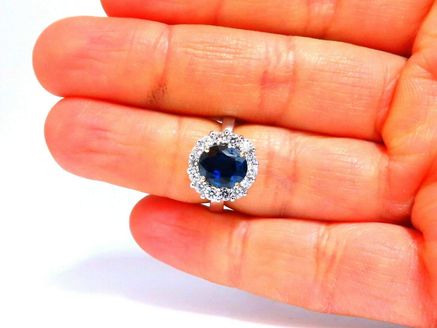 GIA Certified 2.54ct Natural Teal Blue Sapphire Diamond Ring 14 Karat