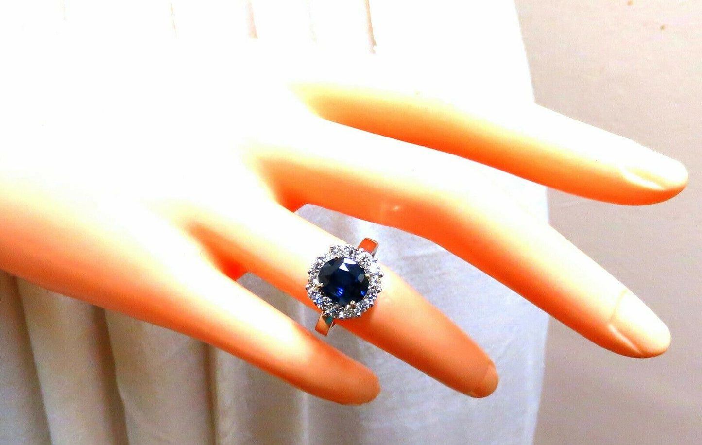GIA Certified 2.54ct Natural Teal Blue Sapphire Diamond Ring 14 Karat