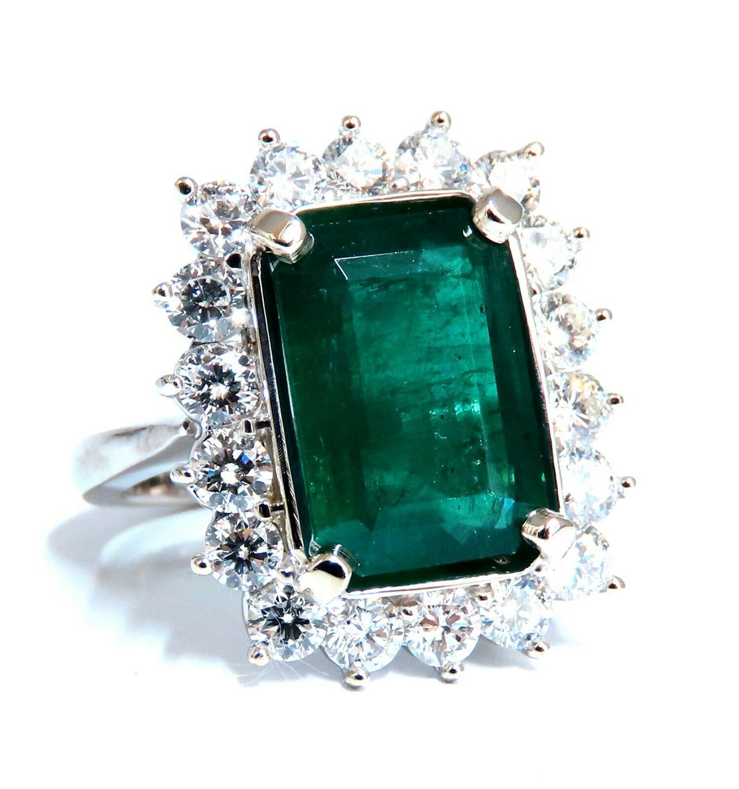 GIA Certified 6.26ct natural green emerald diamonds ring 18kt Halo Prime