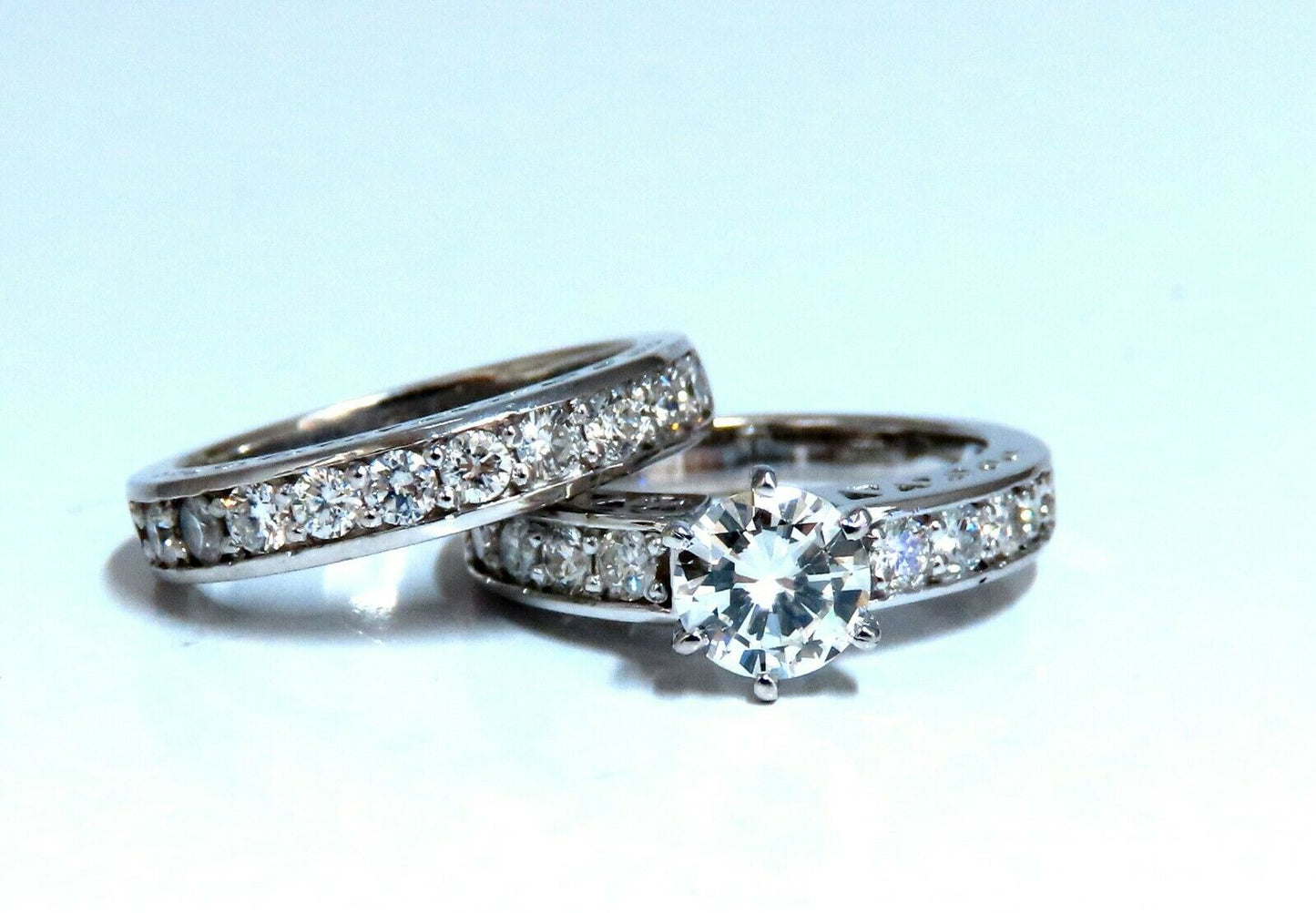 GIA certified 1.01ct Round Diamond Ring & Band 14kt