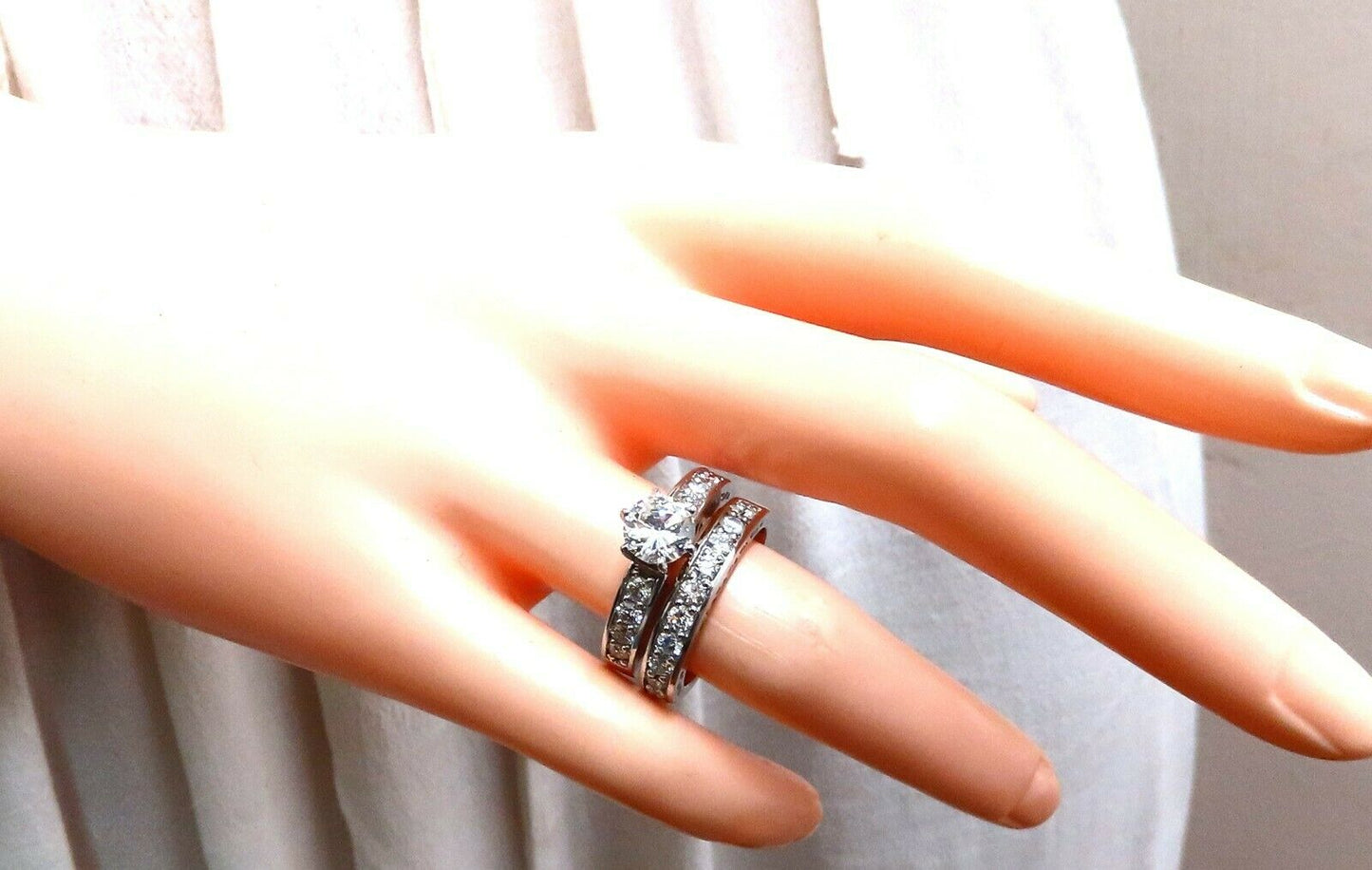 GIA certified 1.01ct Round Diamond Ring & Band 14kt