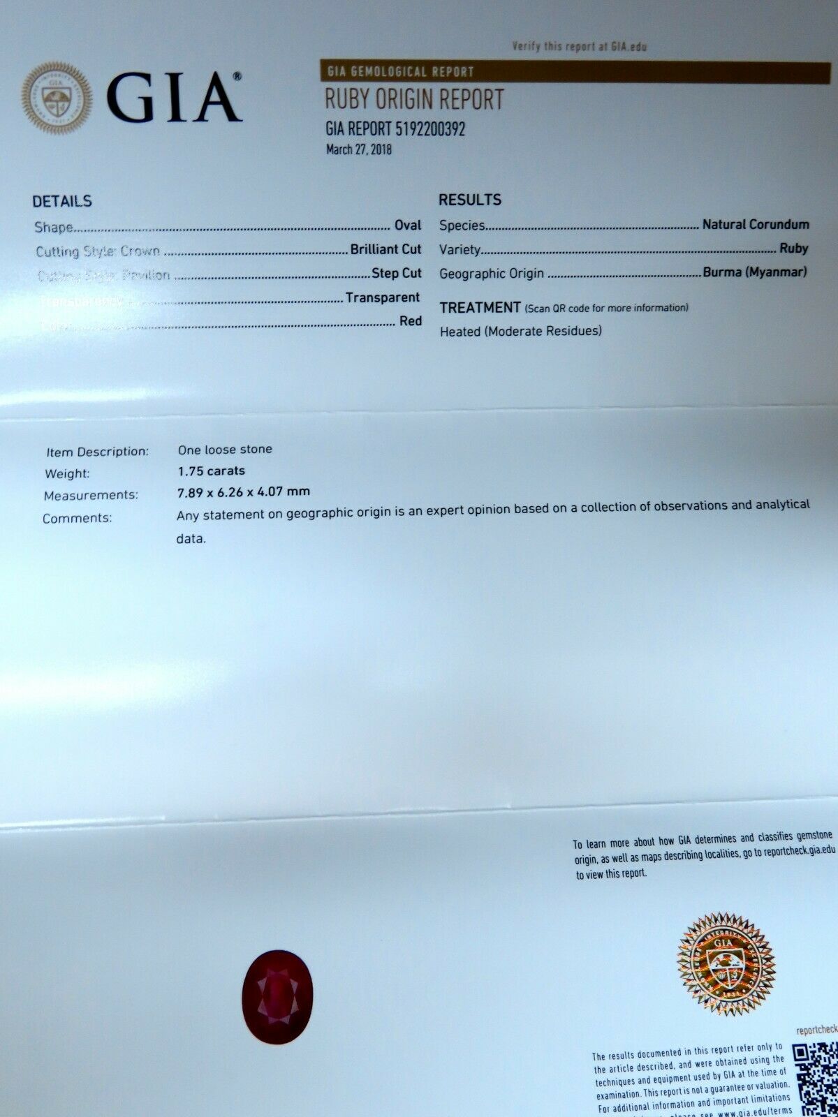 GIA Certified Burma Ruby 1.75ct Ballerina Cocktail Diamond ring 14kt