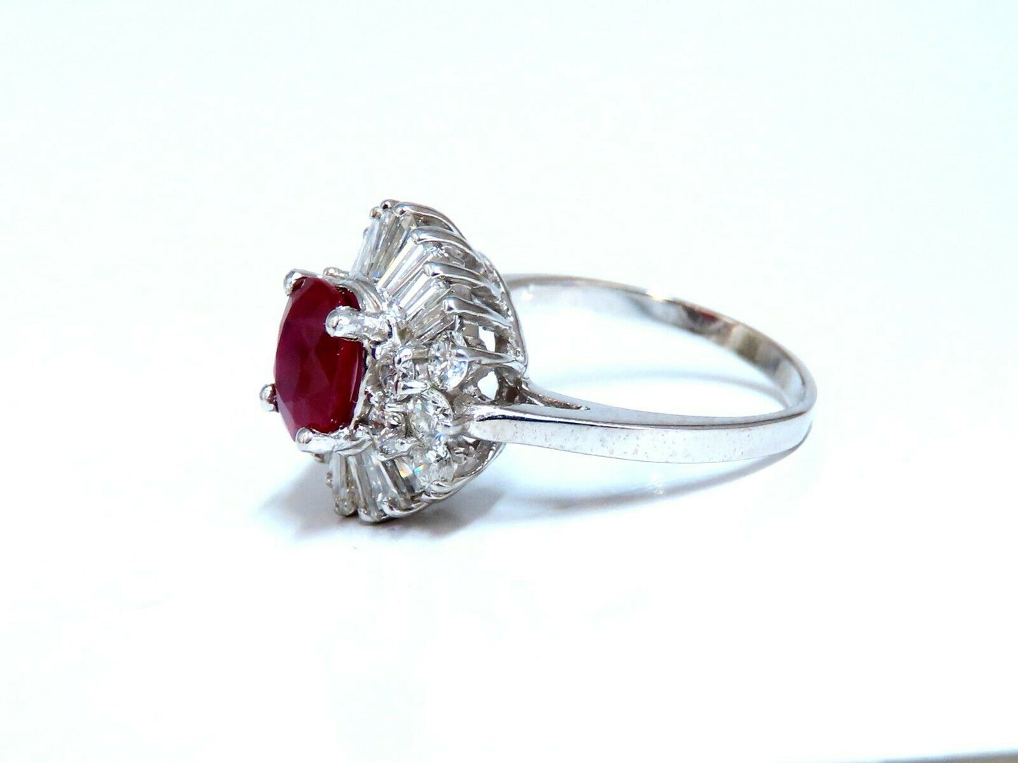 GIA Certified Burma Ruby 1.75ct Ballerina Cocktail Diamond ring 14kt