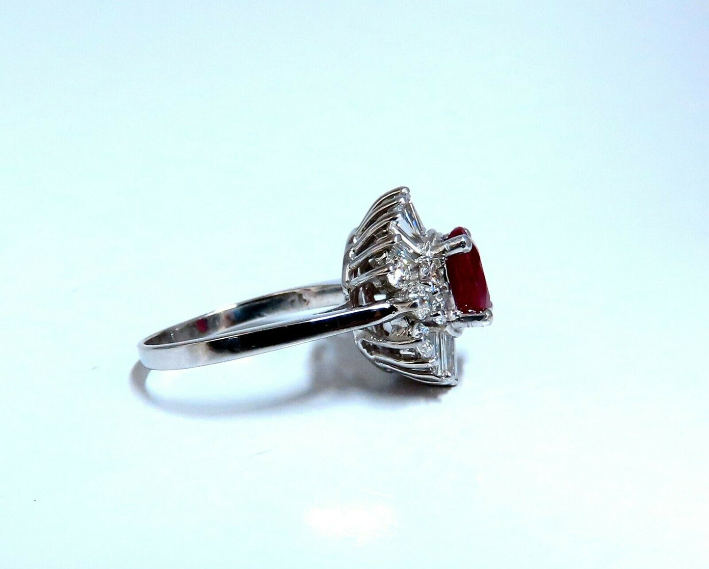 GIA Certified Burma Ruby 1.75ct Ballerina Cocktail Diamond ring 14kt