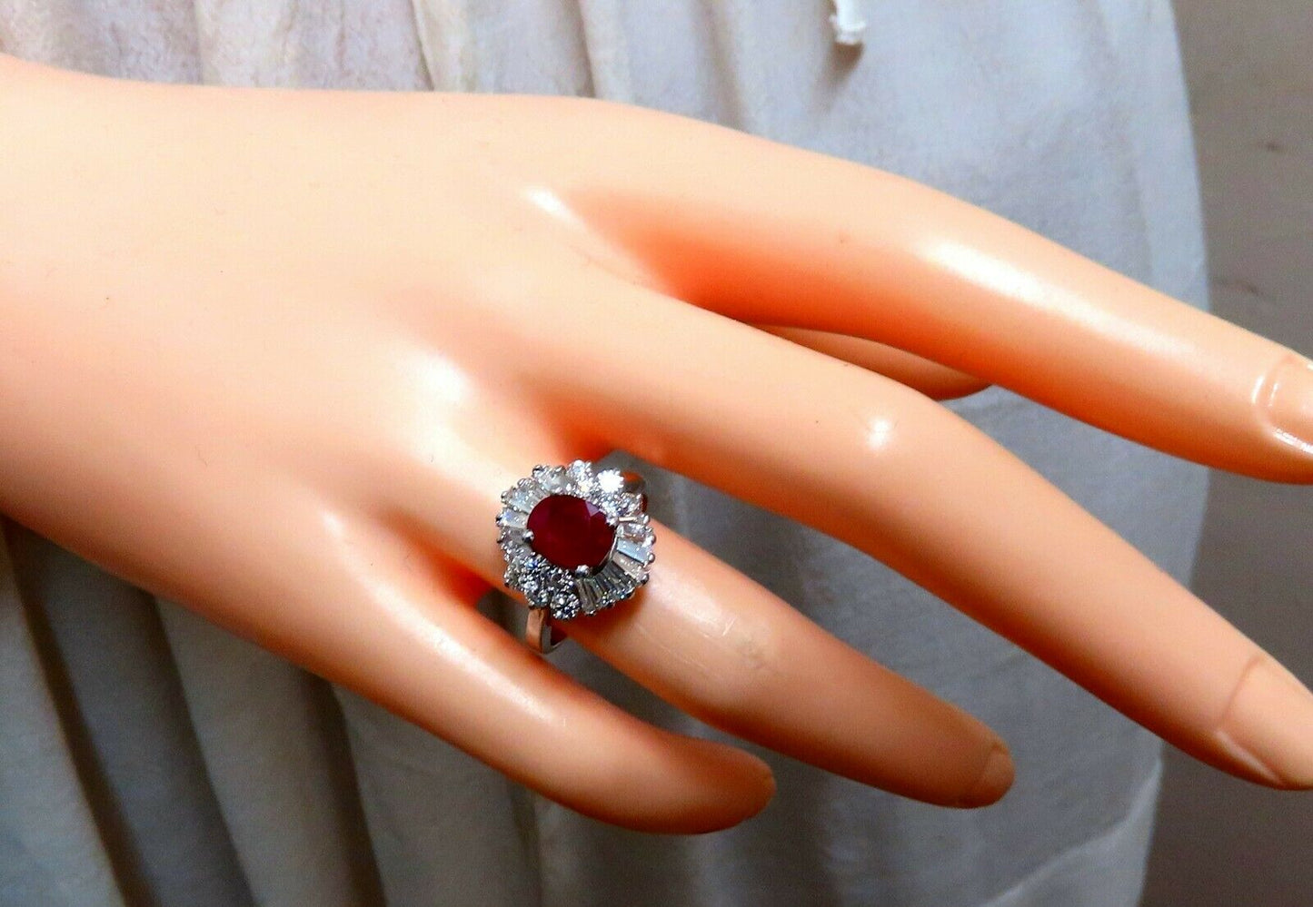 GIA Certified Burma Ruby 1.75ct Ballerina Cocktail Diamond ring 14kt