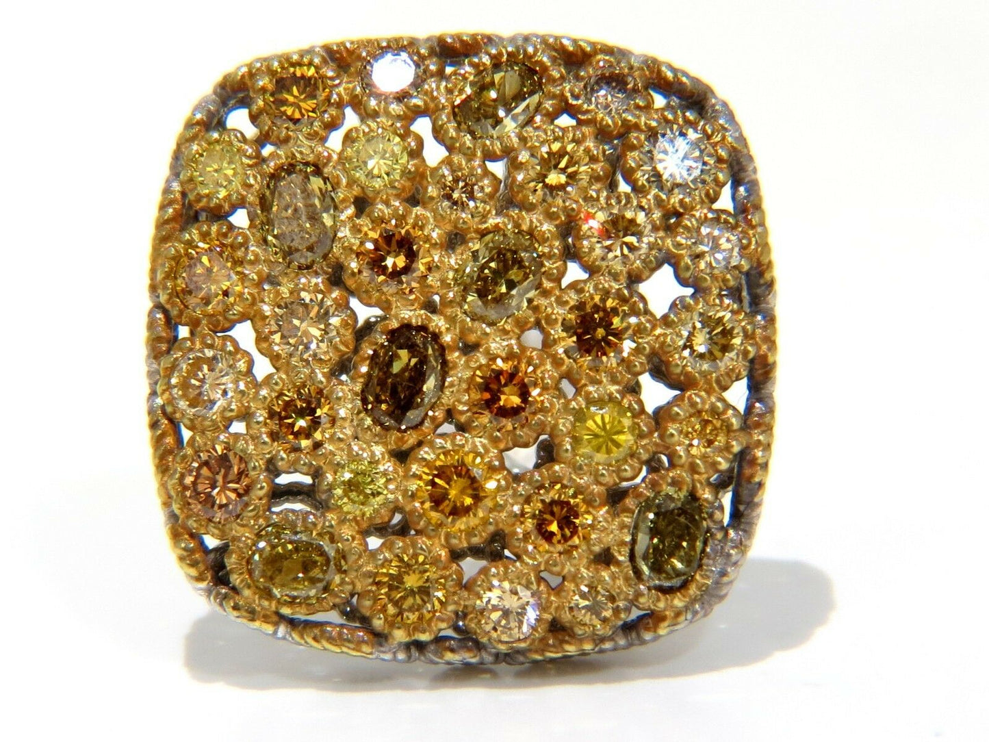 1.60CT Natural Fancy Color Diamonds Clip Cocktail Cluster Earrings 14KT