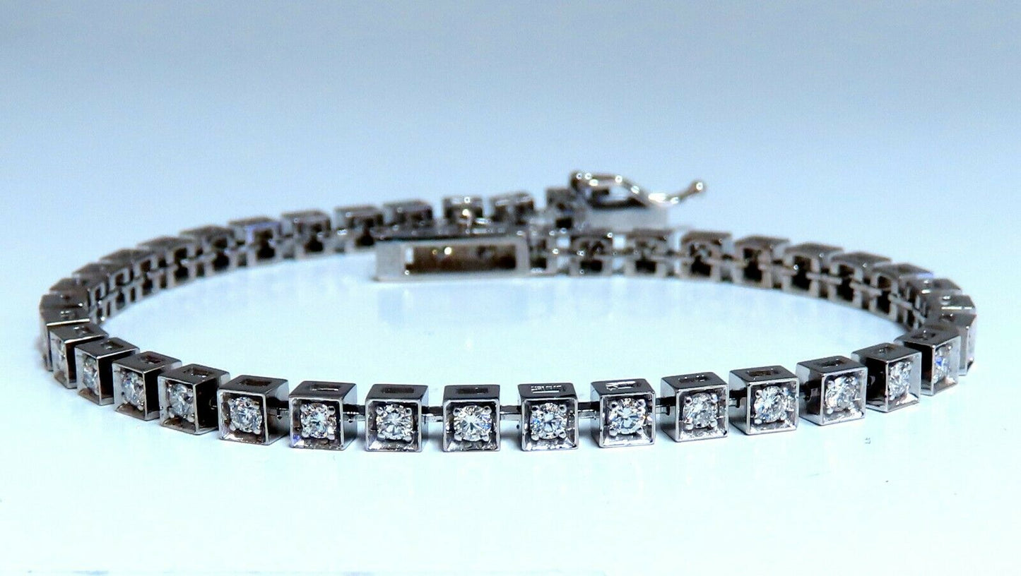 1.55ct Natural Diamonds Tennis Bracelet 14kt Gold Squared Box Bead Set