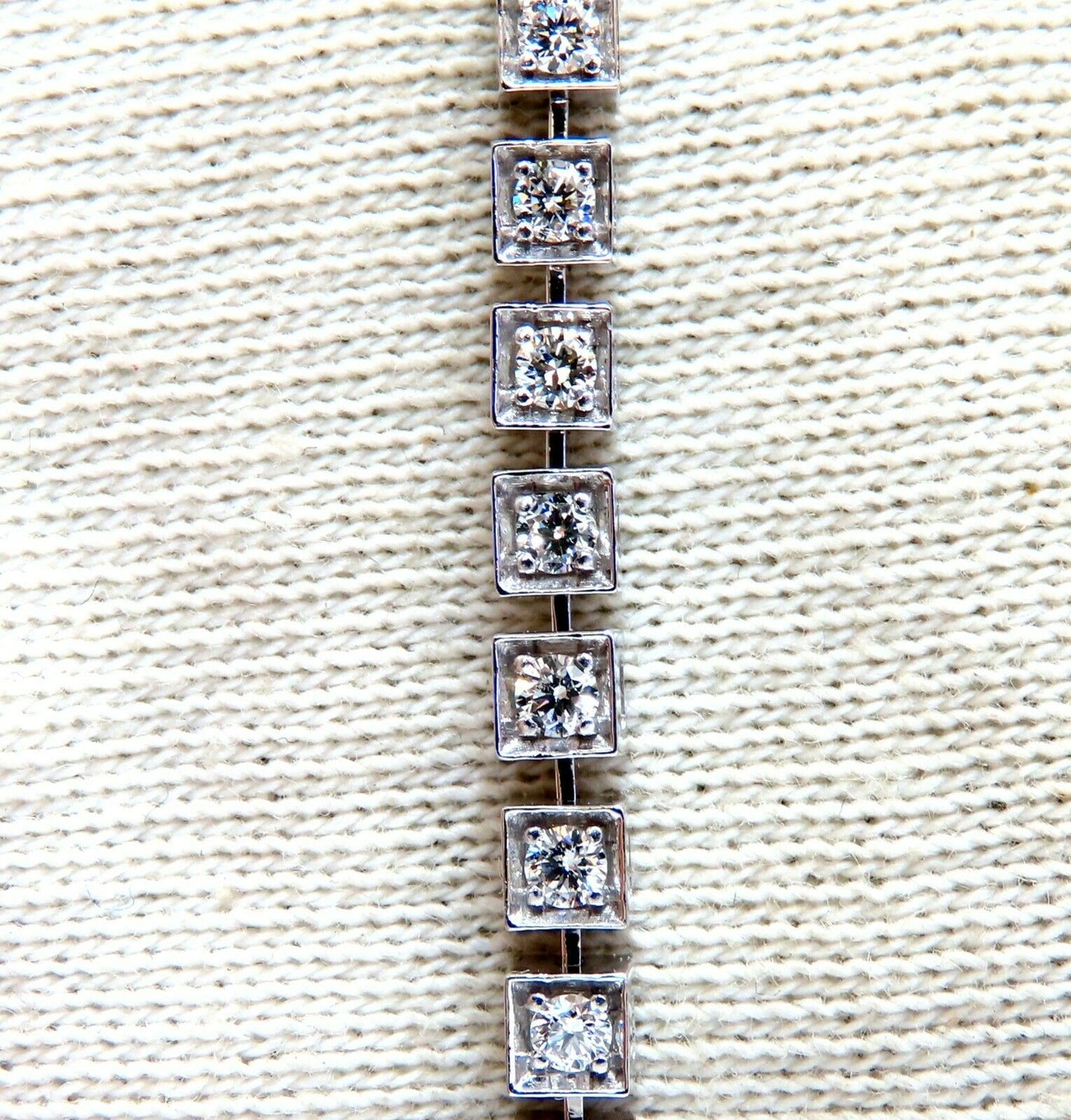 1.55ct Natural Diamonds Tennis Bracelet 14kt Gold Squared Box Bead Set