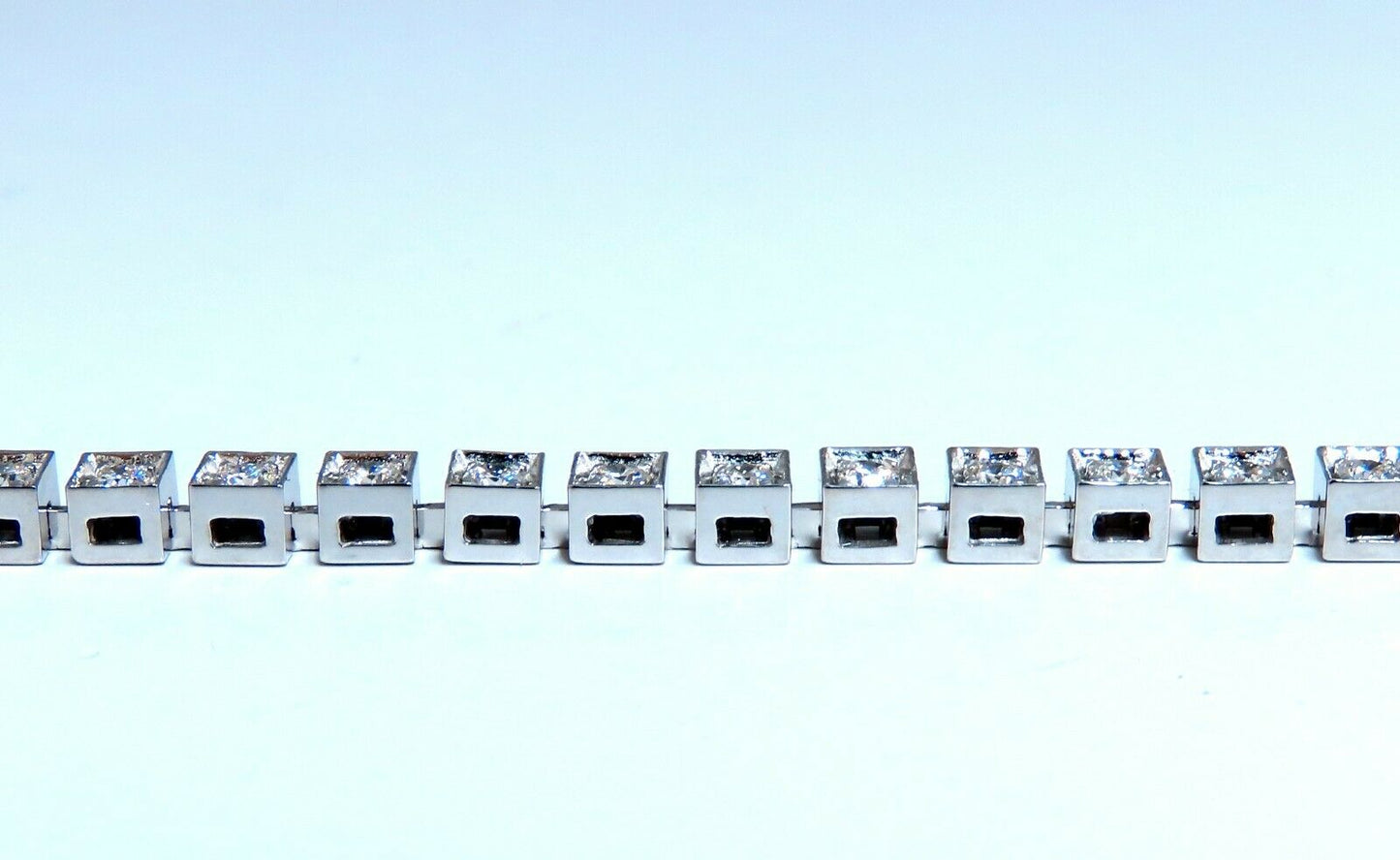 1.55ct Natural Diamonds Tennis Bracelet 14kt Gold Squared Box Bead Set