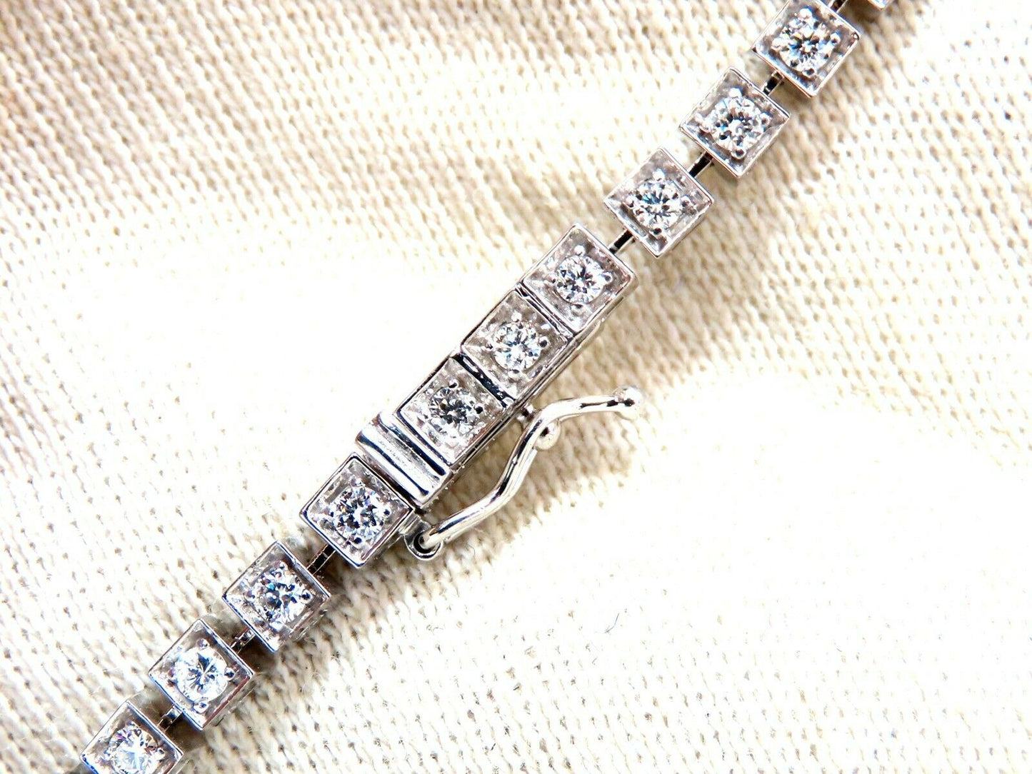1.55ct Natural Diamonds Tennis Bracelet 14kt Gold Squared Box Bead Set