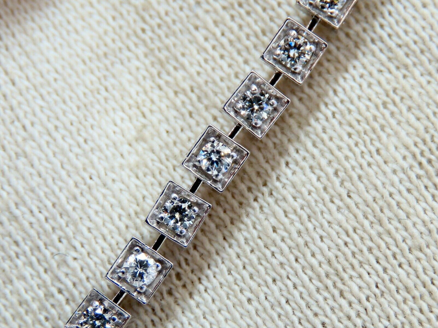 1.55ct Natural Diamonds Tennis Bracelet 14kt Gold Squared Box Bead Set