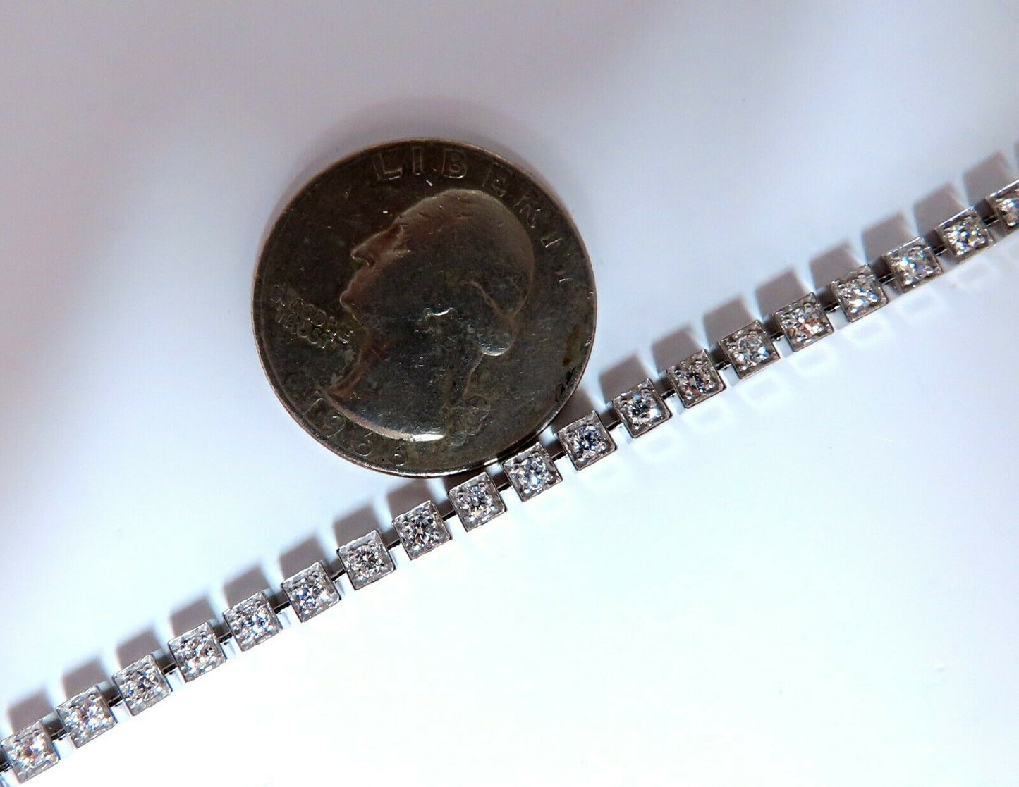 1.55ct Natural Diamonds Tennis Bracelet 14kt Gold Squared Box Bead Set