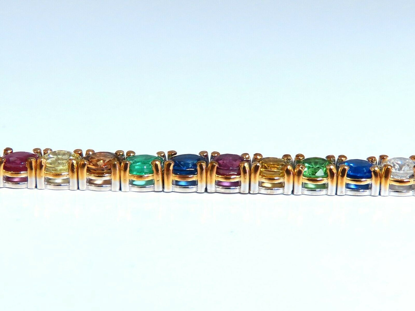 14.43Ct Natural Gem-Line Emerald Sapphire Ruby Bracelet 14Kt